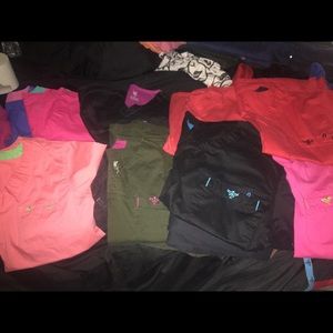(8) Med couture scrub sets. 6 tops